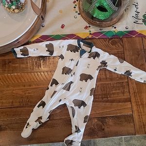 zippyjamz – Zipper Organic Sleeper Footed Onesies Sleeper Little Grizzle Size:NB